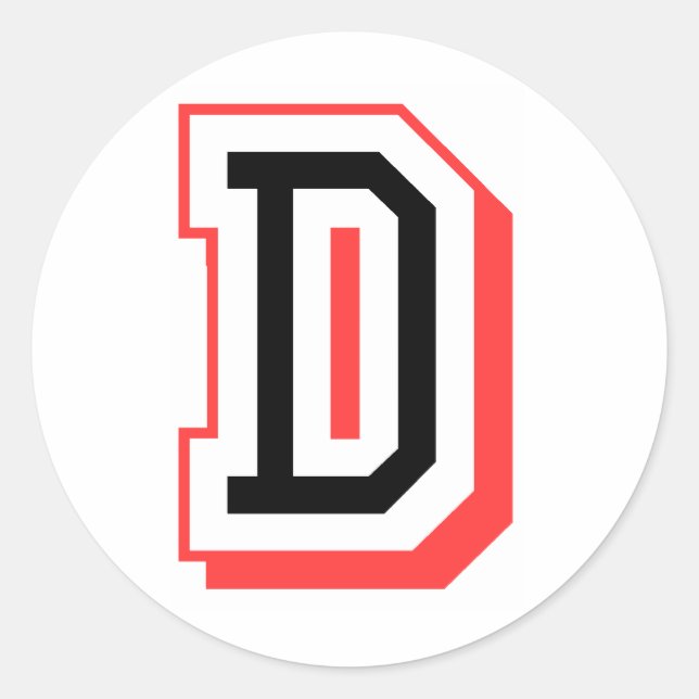 Sticker Rond Lettre rouge et noire D (Devant)