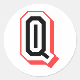 Sticker Rond lettre rouge et noire Q
