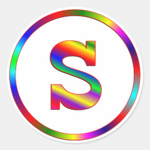 Sticker Rond Lettre S arc-en-ciel