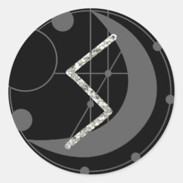 Sticker Rond Lettre S Rune Runogramme Lune géométrique Noir