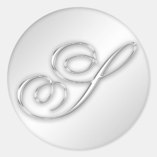 Sticker Rond Lettre S script initial faux argent monogramme fav