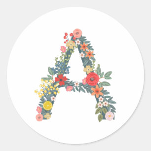 Sticker Rond Lettre Un jardin fleuri personnalisé