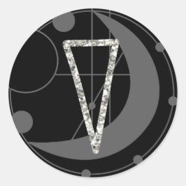 Sticker Rond Lettre V Rune Monogramme géométrique Lune Noire