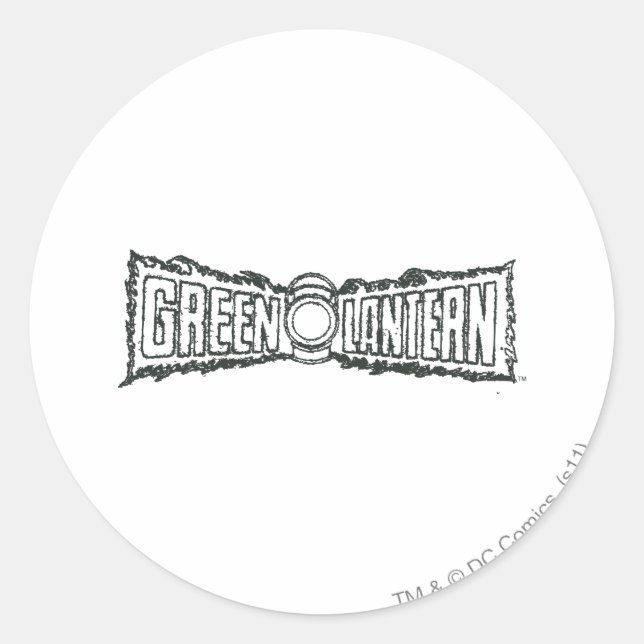 Sticker Rond Lettres de lanterne verte BW (Devant)