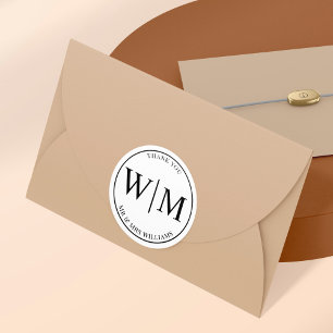 Sticker Rond Lettres Initiales Monogrammes Pour Merci Mariage