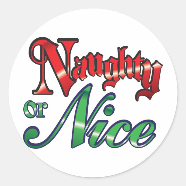 Sticker Rond Lettres rouges rétro Noël, Naughty ou Nice (Devant)