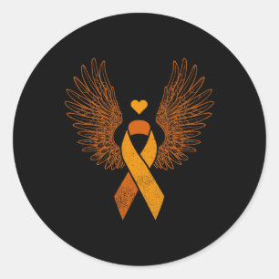 Sticker Rond Léucémie à ruban orange ailé