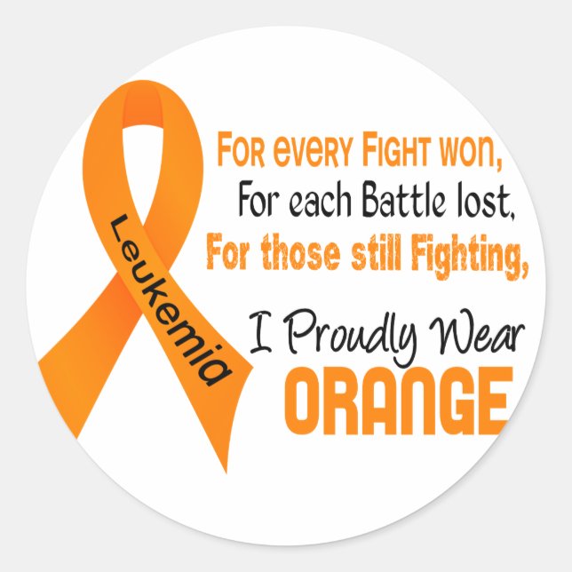 Sticker Rond Leucémie Je Porte Fièrement Orange (Devant)