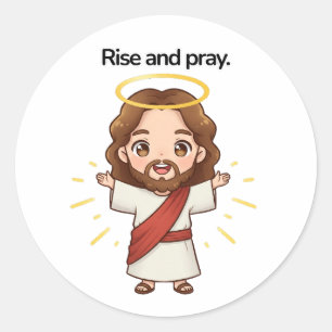 Sticker Rond Lève-toi et prie - Jésus réagit