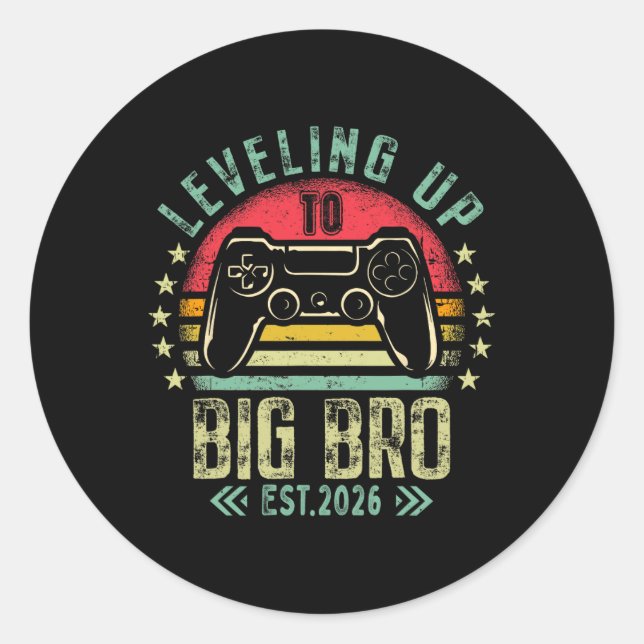 Sticker Rond Leveling Up To Big Brother 2026 Funny New Gamer Bo (Devant)