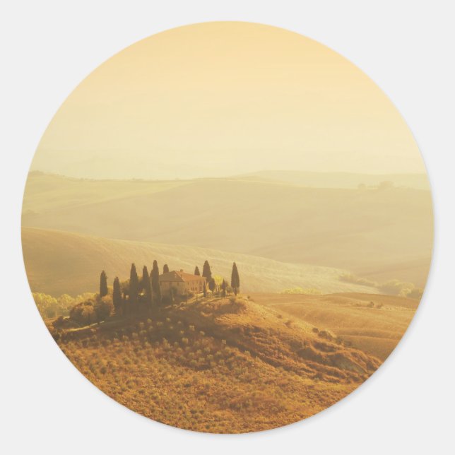 Sticker Rond Lever de soleil sur la Toscane collant rond (Devant)