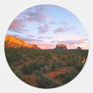 Sticker Rond Lever du matin Sedona Arizona Désert