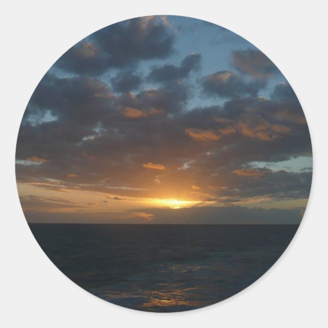 Sticker Rond Lever du soleil à Sea II Ocean Seascape (Devant)