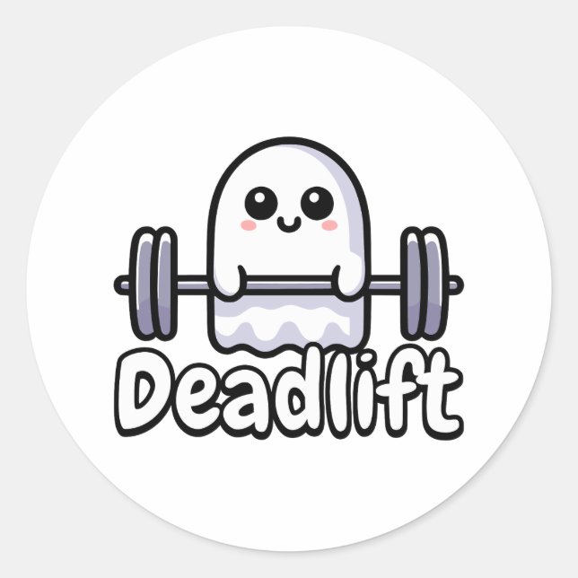 Sticker Rond Lever ! Pun Fantôme Mignonne Et Déjà Levant (Devant)