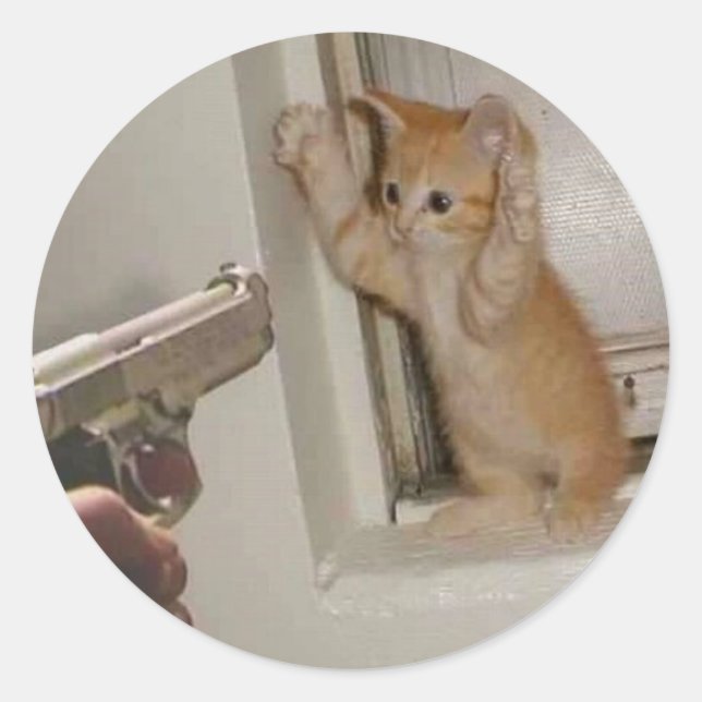 Sticker Rond Levez Les Mains ! (Devant)