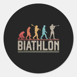 Sticker Rond L'Évolution Du Biathlon Cible Tir Xc Skiin