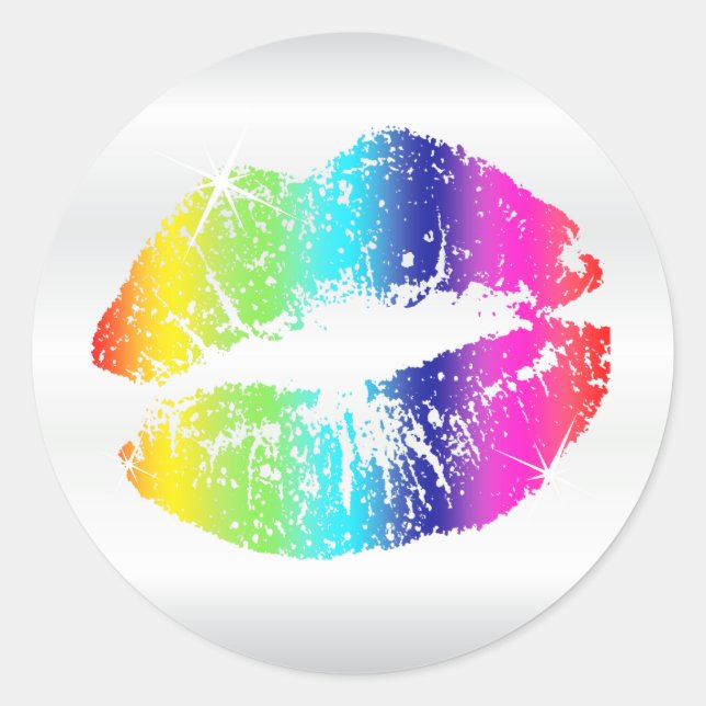 Sticker Rond Lèvres arc-en-ciel (Devant)