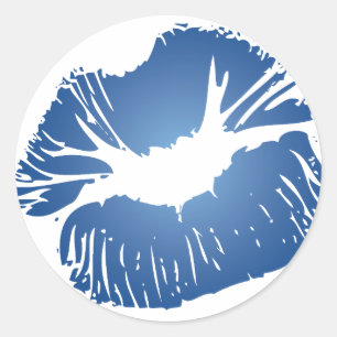 Sticker Rond Lèvres bleues