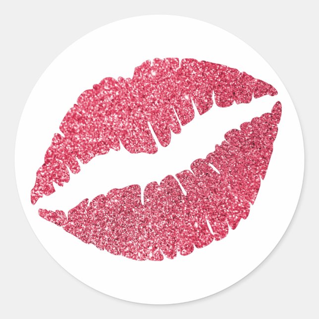 Sticker Rond Lèvres de Parties scintillant Crimson Imprimer (Devant)