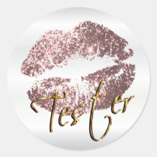 Sticker Rond Lèvres de Parties scintillant Rose poussiéreuses 3