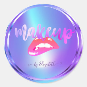 Sticker Rond Lèvres Filles Tendance Élégantes Holographiques