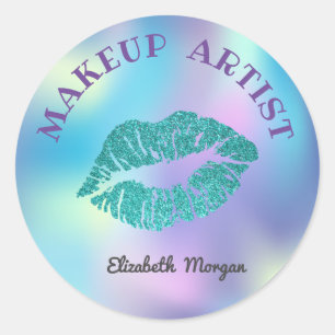 Sticker Rond Lèvres Modérément Brillantes, Maquillage Holograph