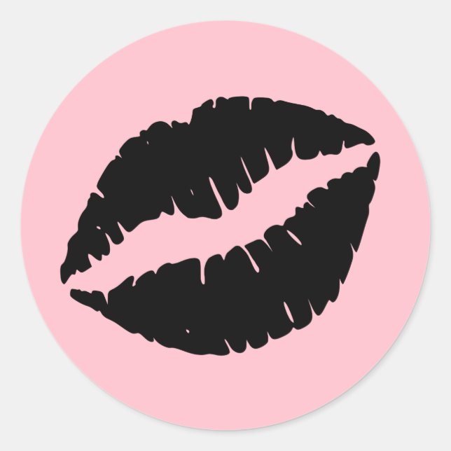 Sticker Rond Lèvres rose et noire (Devant)