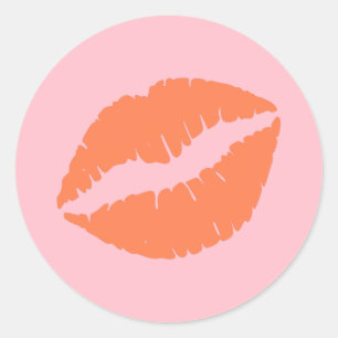Sticker Rond Lèvres roses et corail