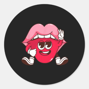 Sticker Rond Lèvres Souriantes Dessin Animé Saint-Valentin Adol
