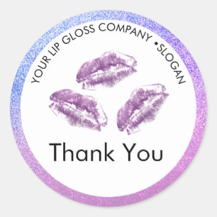 Sticker Rond Lèvres Violettes & Gloss à Lèvres Pailleté Affaire