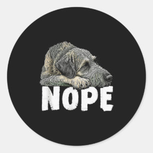 Sticker Rond Lévrier Irlandais Non Drôle Paresseux Chien de Com