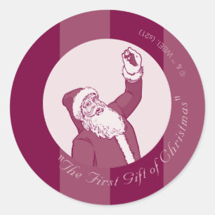 Sticker Rond L'Express polaire   Motif du Père Noël rayé