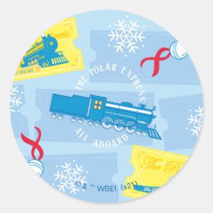 Sticker Rond L'Express polaire Retro Train & Ticket Motif