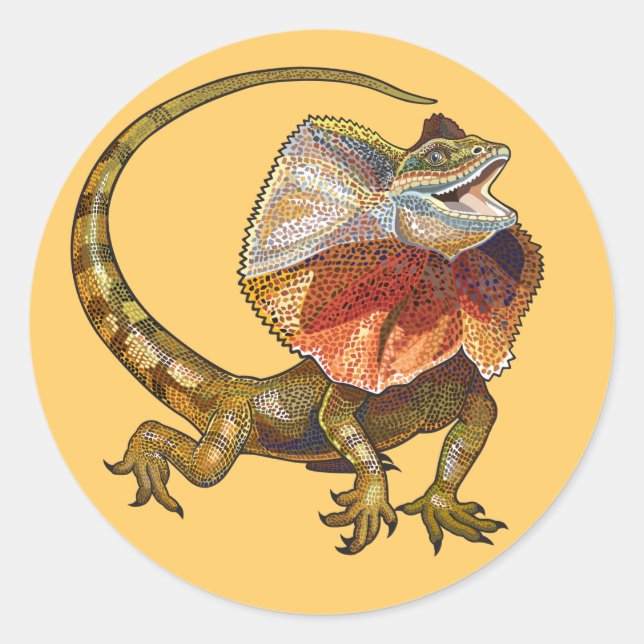 Sticker Rond lézard à col cassé (Devant)