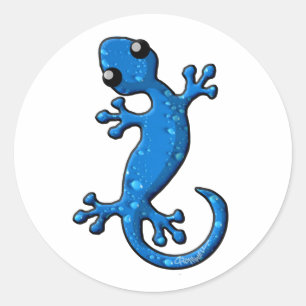 Sticker Rond Lézard bleu de Gecko de pluie