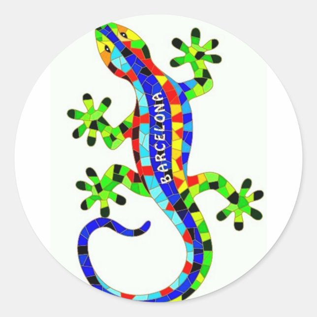 Sticker Rond Lézard de Barcelone (Devant)