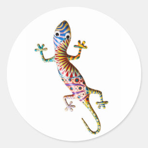 Sticker Rond Lézard gekko coloré