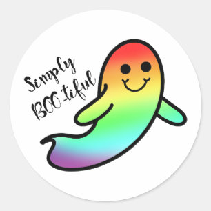 Sticker Rond LGBT Cute Halloween Pride Ghost