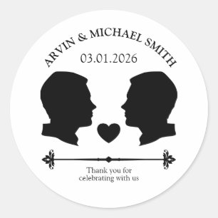 Sticker Rond LGBT Gay Mariage Deux pièces