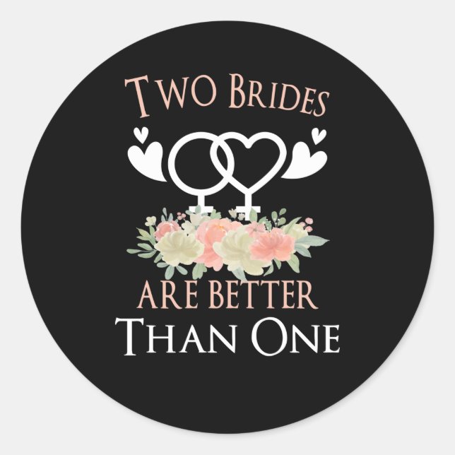 Sticker Rond LGBT LBGBTQ Mariée Mariage Lesbienne Gay Homo (Devant)