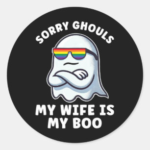Sticker Rond Lgbt Lesbian Pride Halloween Ghost Femmes Ma Femme
