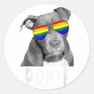 Sticker Rond LGBT Pitbull Gay pride Shades de chien lunettes de