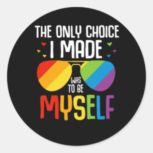 Sticker Rond LGBT Pride Lunettes de soleil couleur arc-en-ciel 