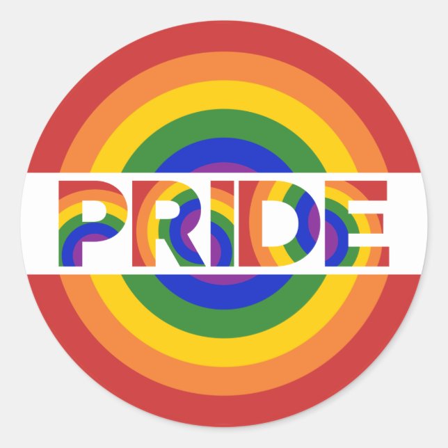 Sticker Rond LGBT Pride Psychedelic Géométrique Rainbow Bullsey (Devant)