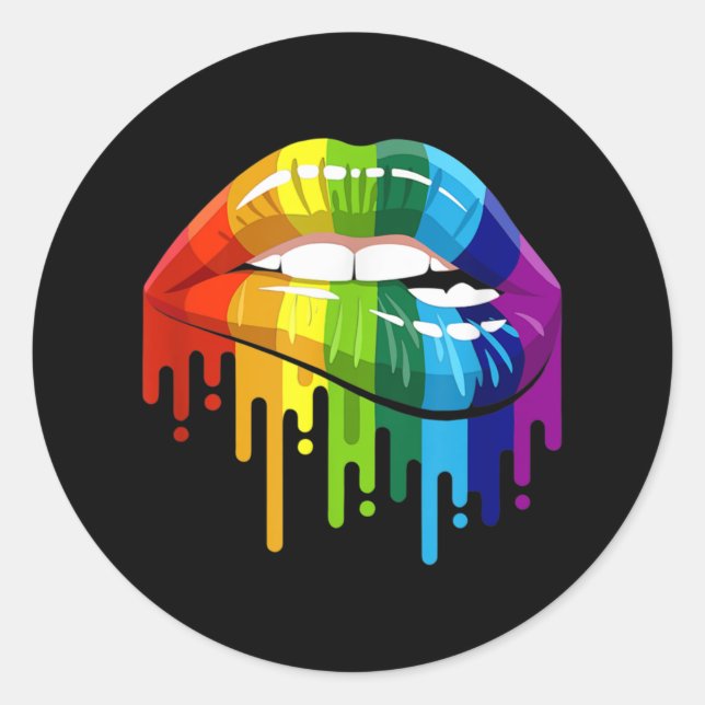 Sticker Rond LGBT Rainbow Lip Gay pride (Devant)