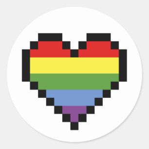 Sticker Rond LGBT rainbow pride pixel art