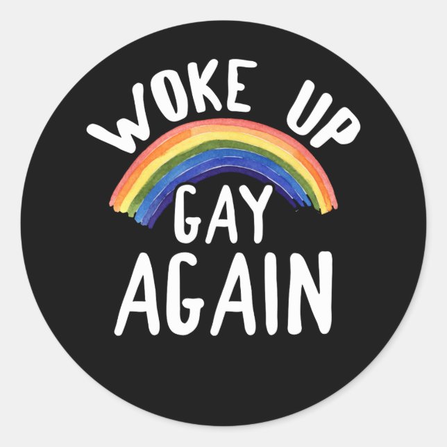 Sticker Rond LGBTQ Cadeaux Arc-En-Ciel Réveillés Gay (Devant)