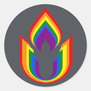 Sticker Rond LGBTQ Universalisme unitaire calice flamboyant