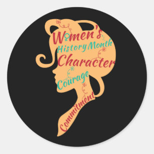 STICKER ROND L'HISTOIRE DES FEMMES MOIS CARACTÈRE ENGAGEMENT DU