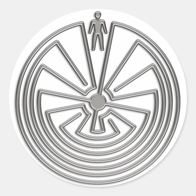 Sticker Rond L'homme dans le Maze - argent (Devant)